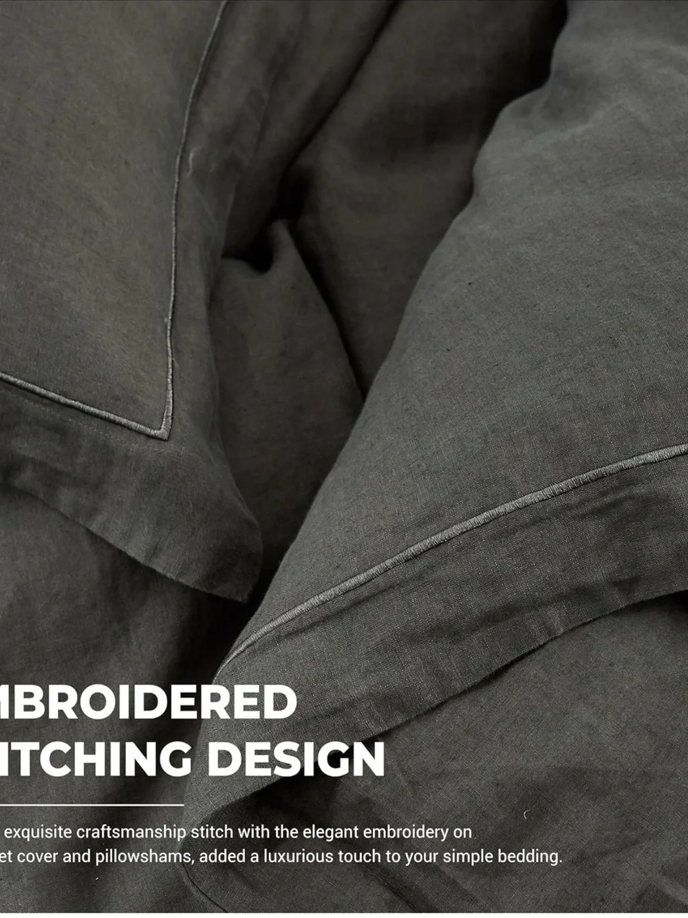 Washed Charcoal Linen Duvet king size Cover Set custom made